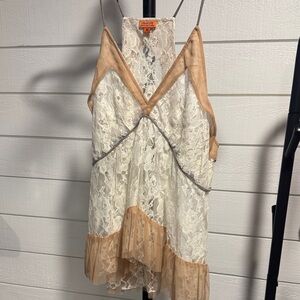 Chan Luu Cream and Tan Lace Camisole